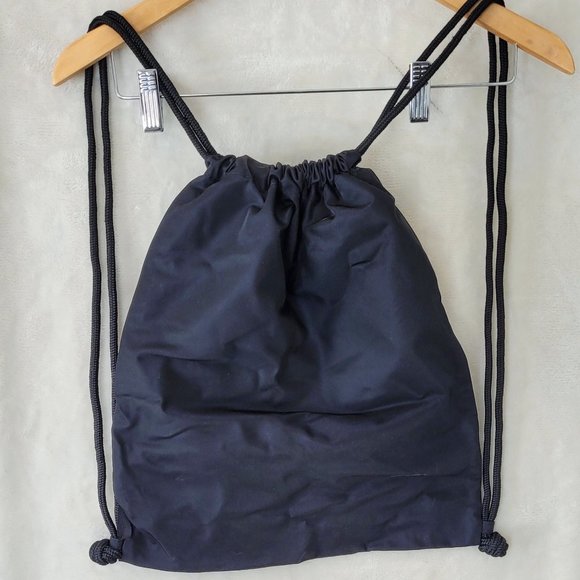 Lululemon Lightweight Gym Sack Black Graphite Logo Bag Drawstring Backpack - Picture 5 of 5